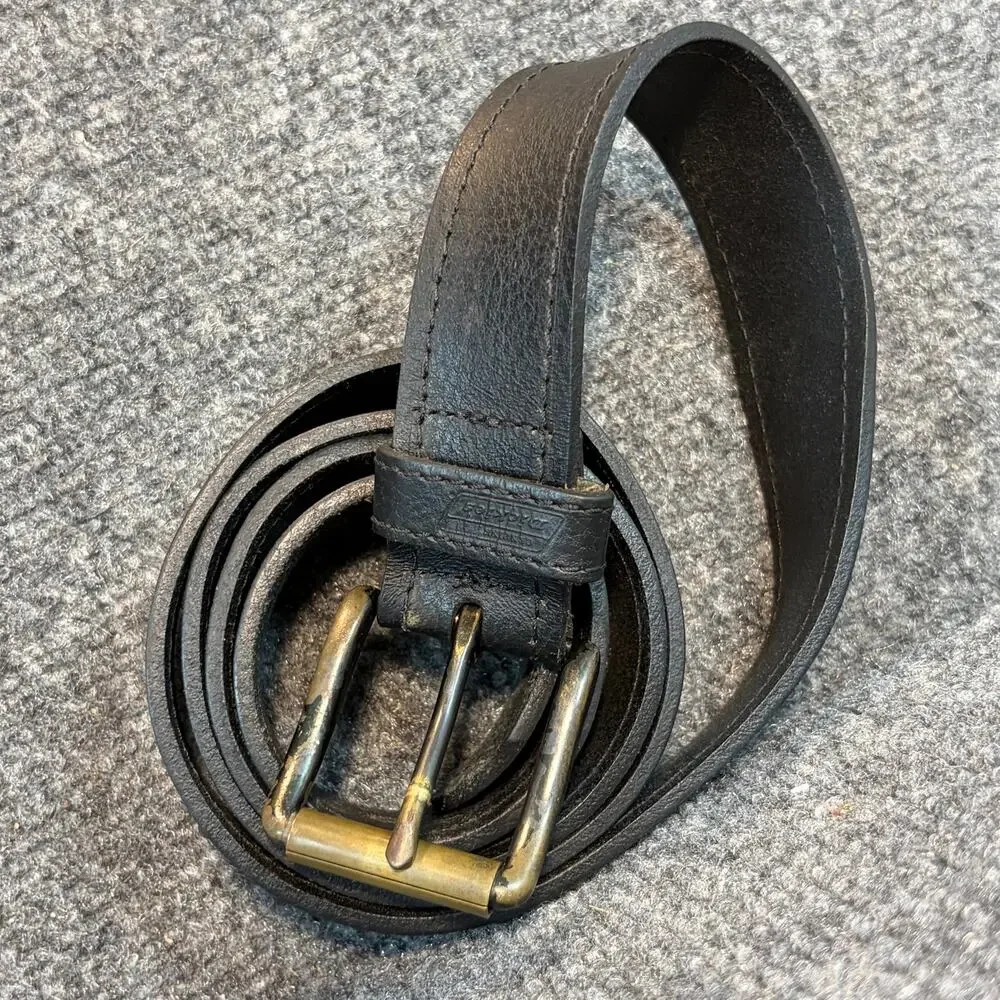 Dickies Mens Black Genuine Leather Work Belt Brass Buckle Size 46-48 XXL